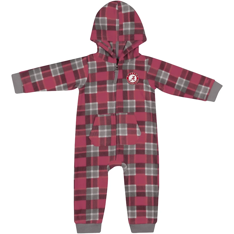 Pull à capuche manches longues et fermeture éclair carreaux pour bébé Colosseum Crimson Alabama Tide