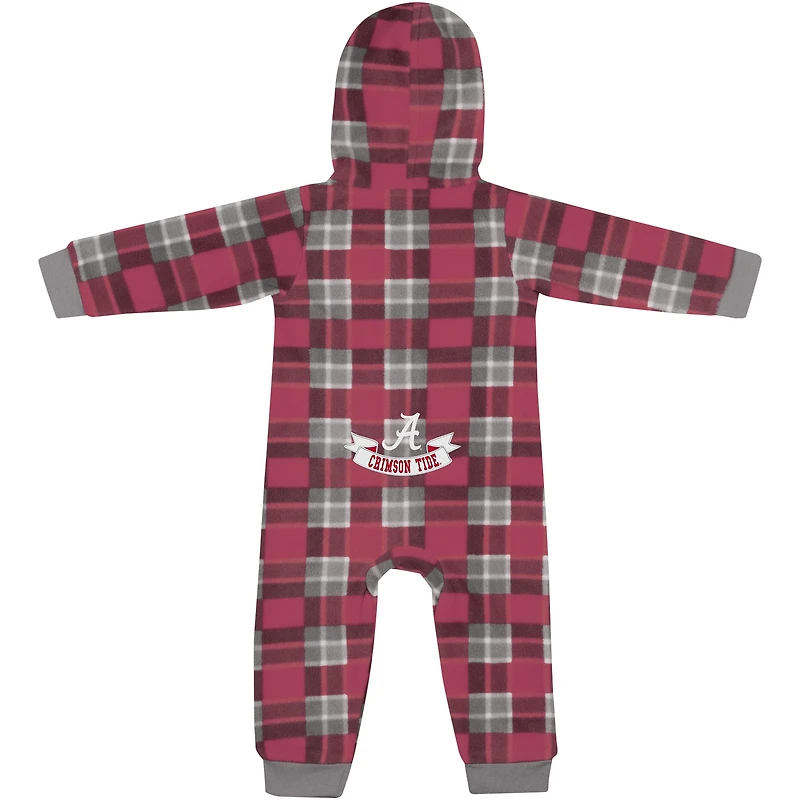 Pull à capuche manches longues et fermeture éclair carreaux pour bébé Colosseum Crimson Alabama Tide