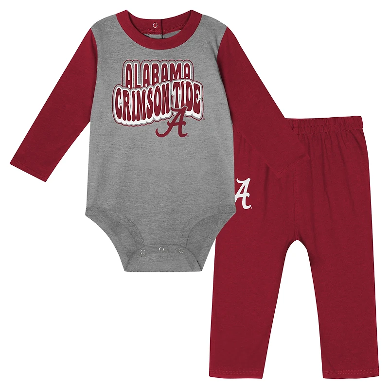 Infant Crimson Alabama Tide Double Up Long Sleeve Bodysuit & Pant Set