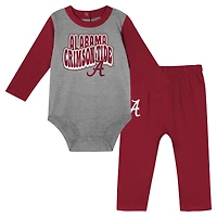 Infant Crimson Alabama Tide Double Up Long Sleeve Bodysuit & Pant Set