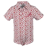Infant Garb Crimson Alabama Tide Tom Allover Print Performance Polo Bodysuit