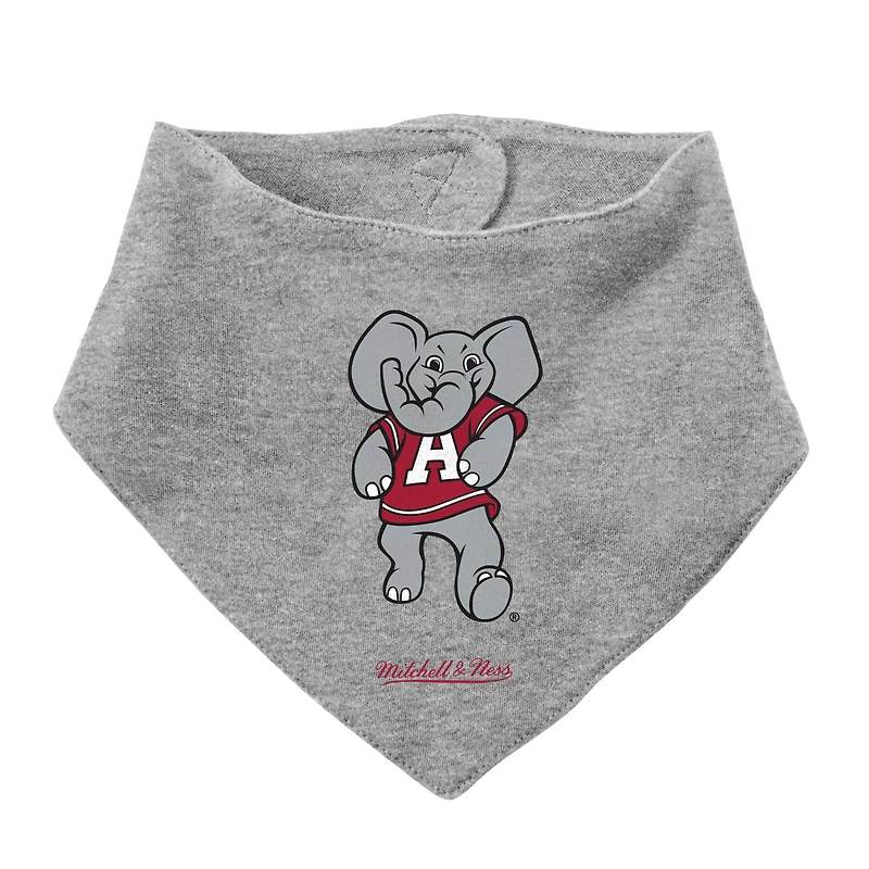 Infant Mitchell & Ness Crimson/Heather Gray Alabama Crimson Tide 3-Pack Bodysuit, Bib and Bootie Set