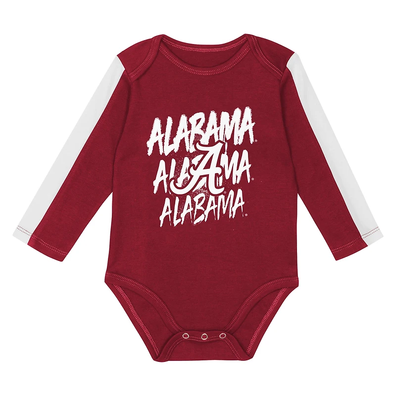 Ensemble 3 pièces pour bébé Outerstuff Crimson/White Alabama Crimson Tide Double Down Body et pantalon