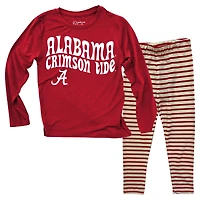 Infant Wes & Willy  Alabama Crimson Tide Long Sleeve Top and Striped Tri-Blend Leggings Set
