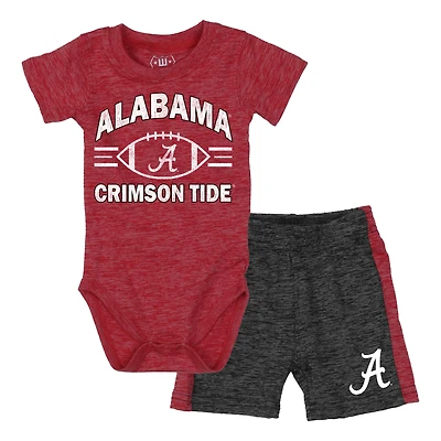Infant Wes & Willy Crimson Alabama Tide Cloudy Yarn Bodysuit Shorts Set