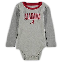 Infant Wes & Willy Heathered Gray/Crimson Alabama Crimson Tide Jie Long Sleeve Bodysuit Pants Set