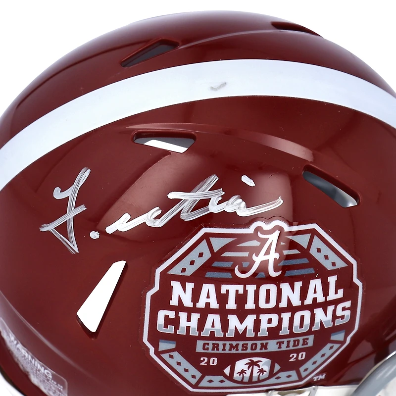 Casque Speed ​​Mini dédicacé par John Metchie Alabama Crimson Tide pour les éliminatoires de football universitaire de Riddell 2020 National Champions Logo