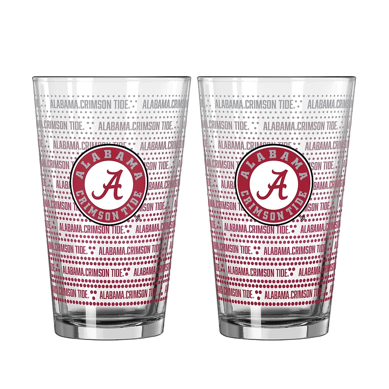 Ensemble de deux verres à bière Logo Brands Alabama Crimson Tide Chant Fade de 473 ml (16 oz).