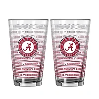 Ensemble de deux verres à bière Logo Brands Alabama Crimson Tide Chant Fade de 473 ml (16 oz).