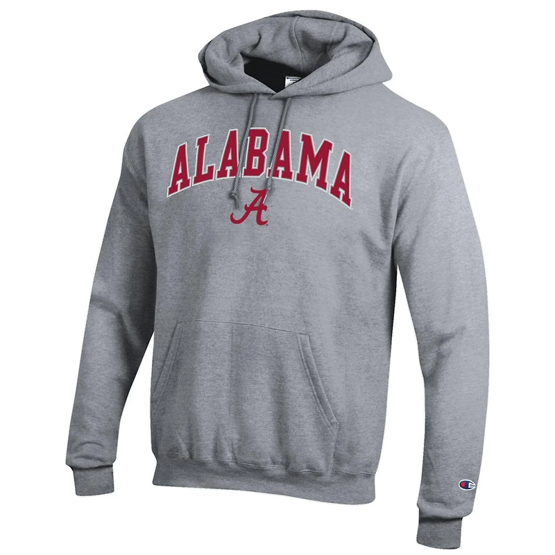 Sweat à capuche logo Arch Over Champion Heather Grey Alabama Crimson Tide pour homme
