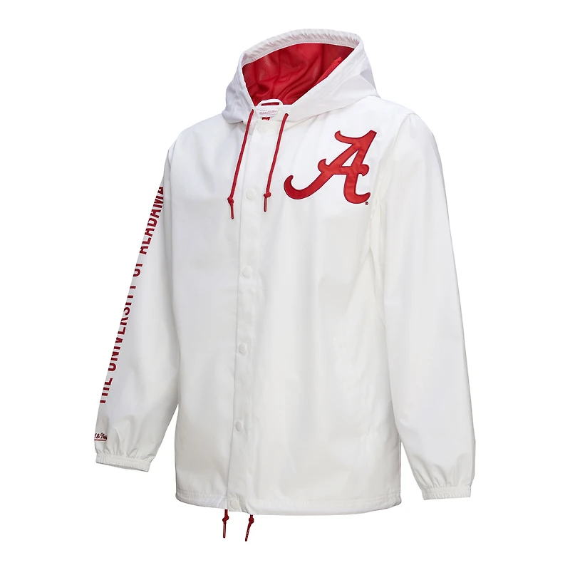 Men's Mitchell & Ness White Alabama Crimson Tide Coaches Full-Snap Hoodie Jacket