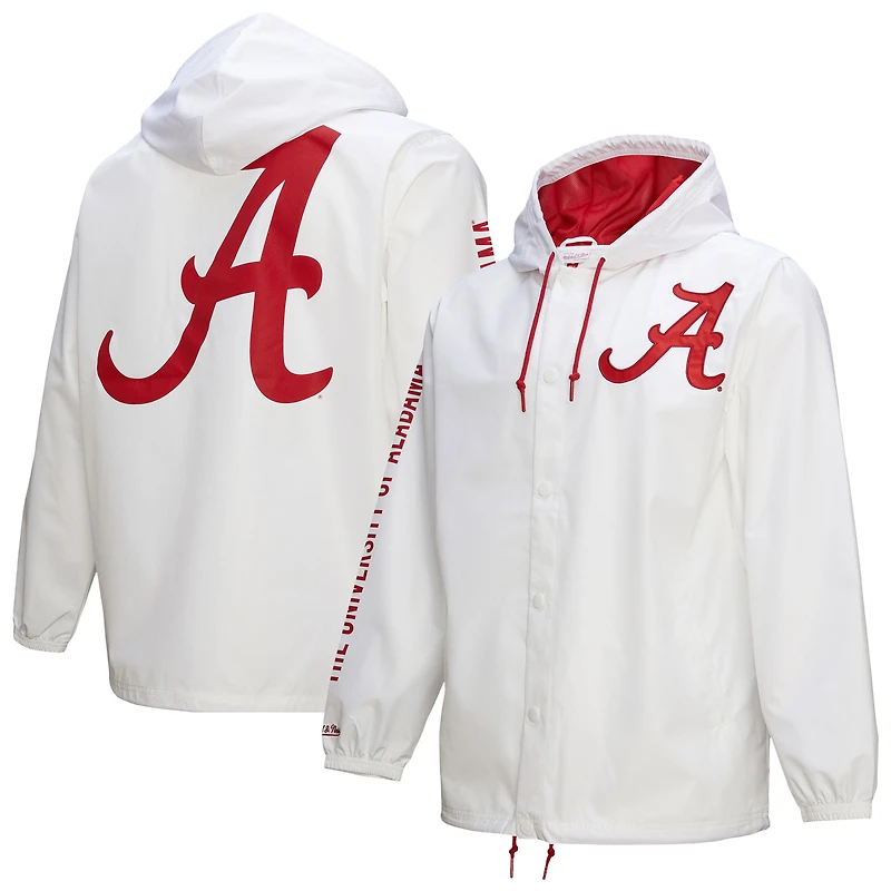 Veste à capuche boutons-pression complète pour homme Mitchell & Ness Alabama Crimson Tide Coaches blanche