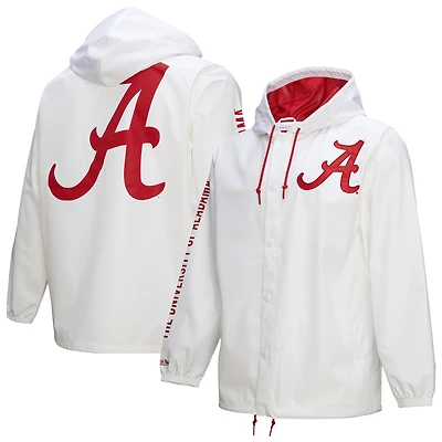 Veste à capuche boutons-pression complète pour homme Mitchell & Ness Alabama Crimson Tide Coaches blanche