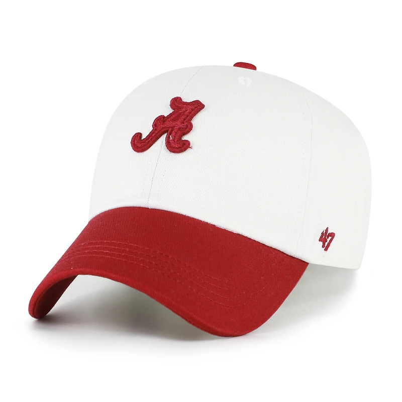 Men's '47 White/Crimson Alabama Crimson Tide Contemporary Basics Two Tone Clean Up Adjustable Hat