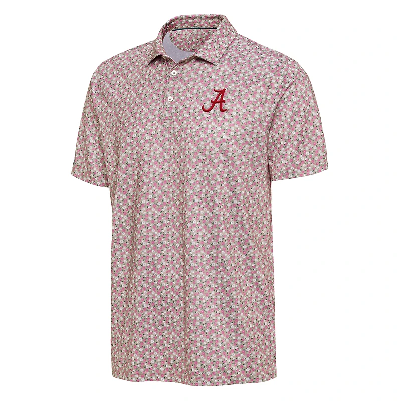 Men's Antigua Pink Alabama Crimson Tide Desert Dry Dogwood Polo