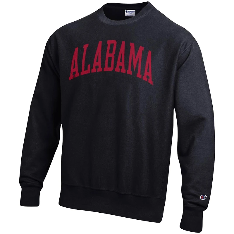 Sweat-shirt à enfiler Champion Black Alabama Crimson Tide coupe décontractée pour homme, tissage inversé Arch