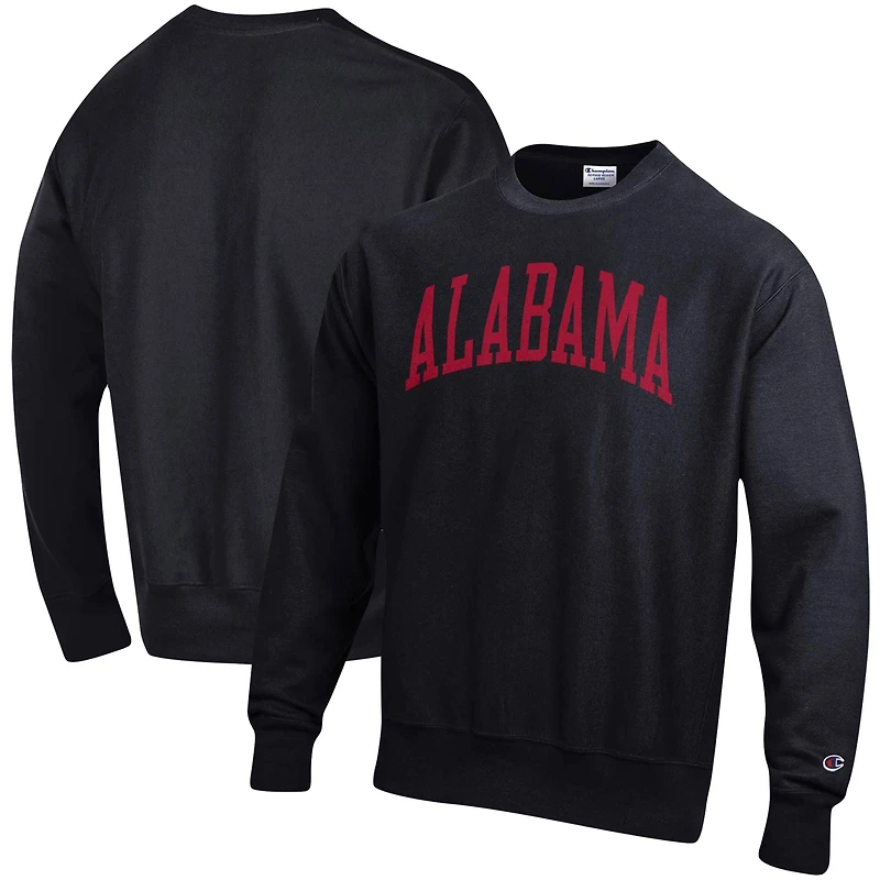Sweat-shirt à enfiler Champion Black Alabama Crimson Tide coupe décontractée pour homme, tissage inversé Arch