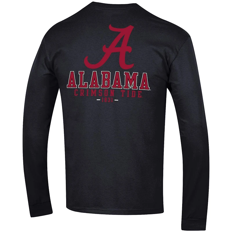 T-shirt à manches longues Champion Alabama Crimson Tide Team Stack 3-Hit noir pour homme