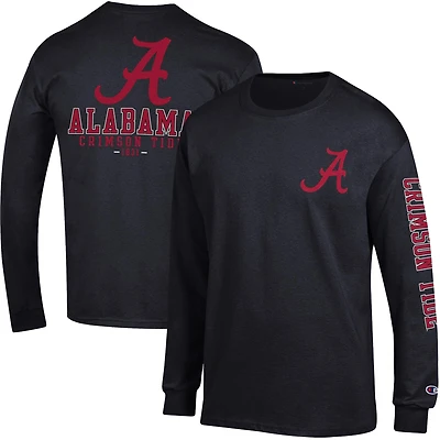 T-shirt à manches longues Champion Alabama Crimson Tide Team Stack 3-Hit noir pour homme
