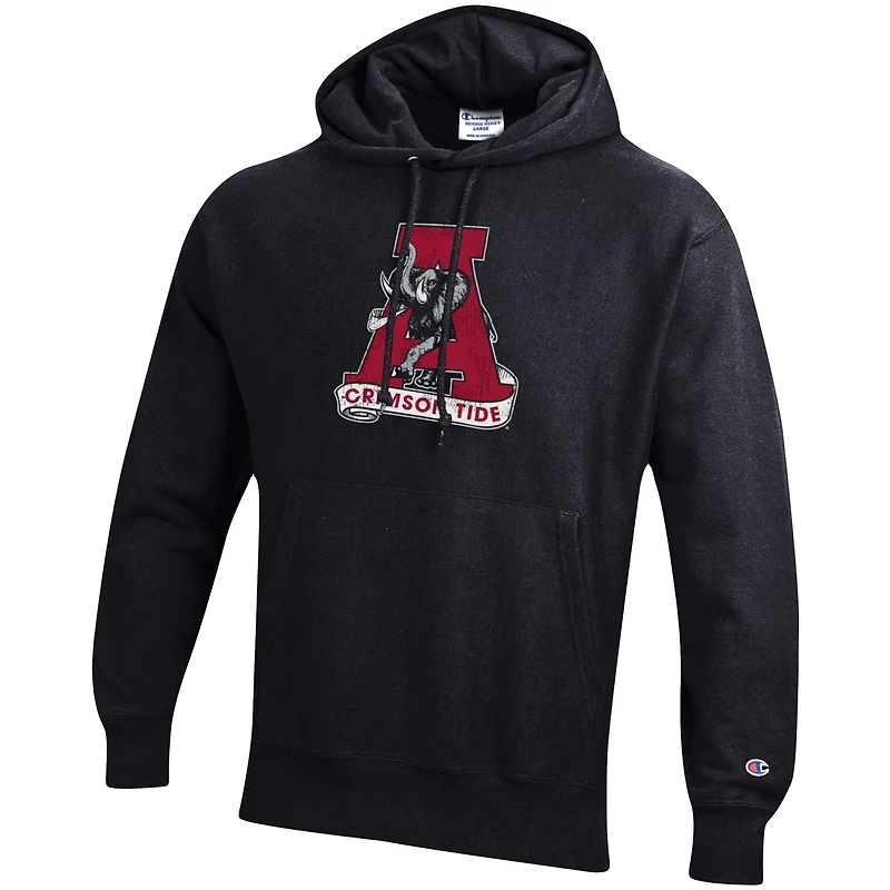 Sweat à capuche noir Champion Alabama Crimson Tide Vault Logo Reverse Weave pour homme