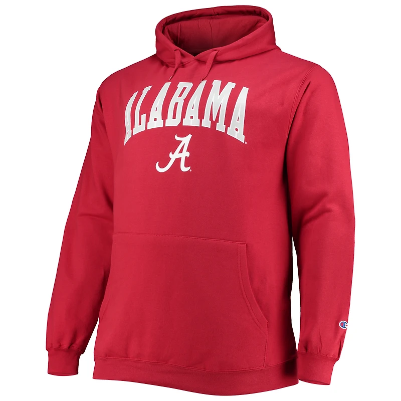 Chandail à capuchon pour hommes Champion Crimson Alabama Tide Tailles Big & Tall Arch Over Logo Powerblend