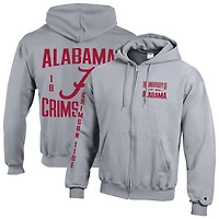 Men's Champion  Gray Alabama Crimson Tide Varsity Powerblend Full-Zip Fleece Hoodie