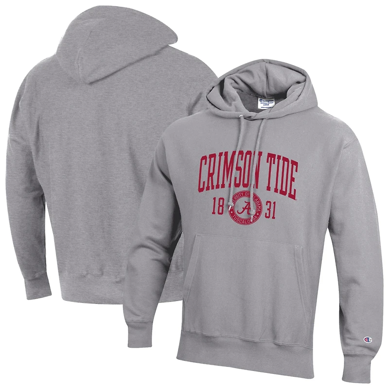 Sweat à capuche Champion Heather Gray Alabama Crimson Tide Established Reverse Weave pour homme