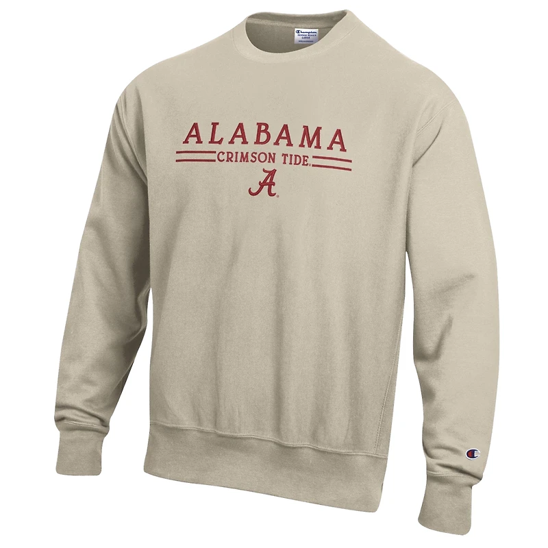 Men's Champion Oatmeal Alabama Crimson Tide Reverse Weave Crewneck Sweatshirt