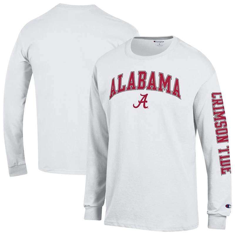 Men's Champion Crimson Alabama Tide Arch Over Logo 2-Hit Long Sleeve T-Shirt