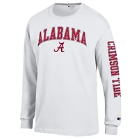 Men's Champion  White Alabama Crimson Tide Arch Over Logo 2-Hit Long Sleeve T-Shirt