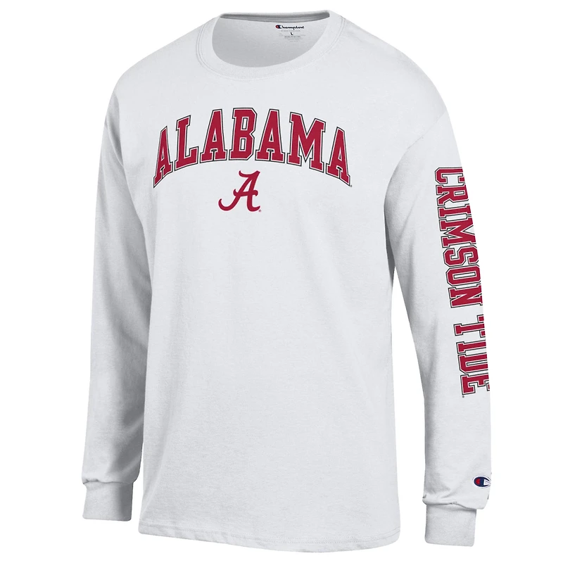 Men's Champion Crimson Alabama Tide Arch Over Logo 2-Hit Long Sleeve T-Shirt