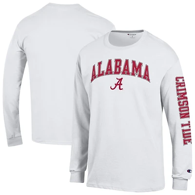 Men's Champion  White Alabama Crimson Tide Arch Over Logo 2-Hit Long Sleeve T-Shirt