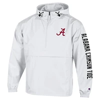 Men's Champion  White Alabama Crimson Tide Cloud Packable Half-Zip Hooded Jacket