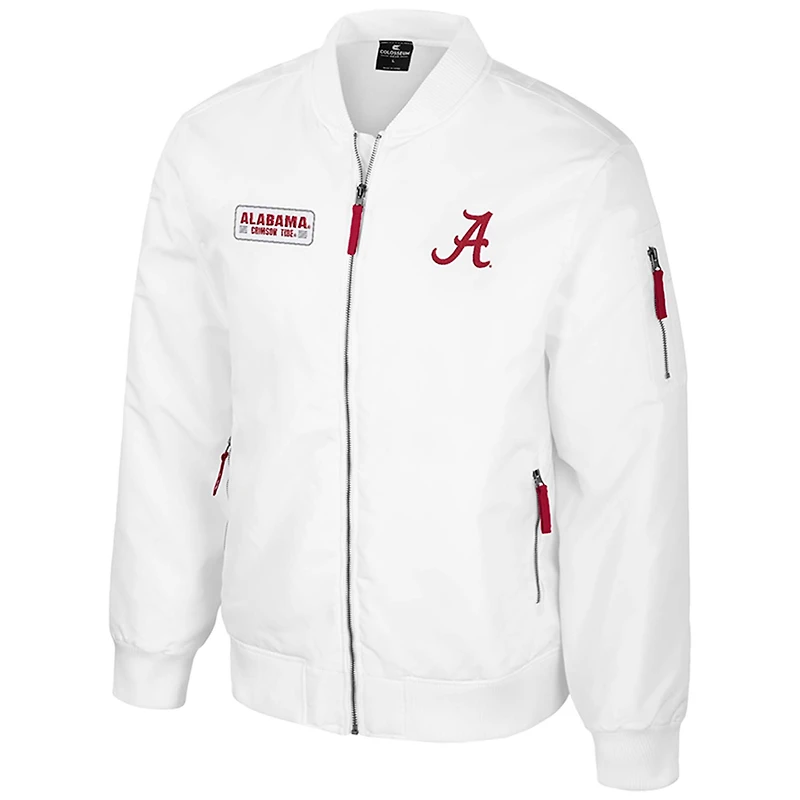 Blouson aviateur entièrement zippé Colosseum Alabama Crimson Tide White Rabbit pour homme