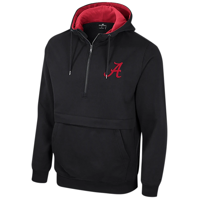 Men's Colosseum Black Alabama Crimson Tide Half-Zip Hoodie