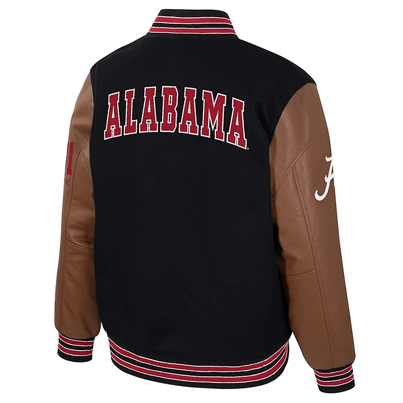 Veste universitaire à boutons-pression Colosseum Black Alabama Crimson Tide Letterman pour homme