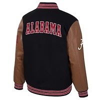 Veste universitaire à boutons-pression Colosseum Black Alabama Crimson Tide Letterman pour homme