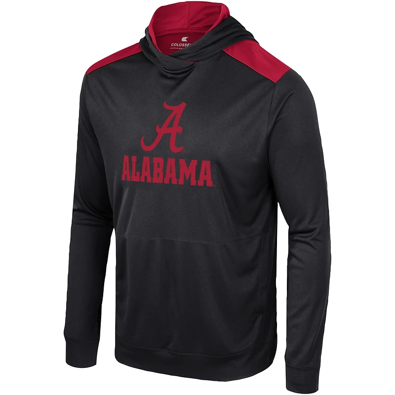 T-shirt à capuche manches longues pour hommes Colosseum Black Alabama Crimson Tide Warm Up