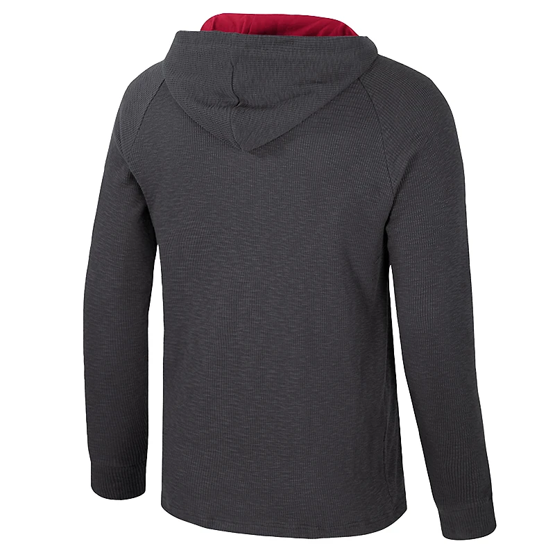 T-shirt à capuche manches longues Henley pour homme Colosseum Charcoal Alabama Crimson Tide Dujour Ralgan