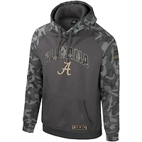 Sweat à capuche Colosseum Charcoal Alabama Crimson Tide OHT Military Appréciation Camo Raglan pour hommes