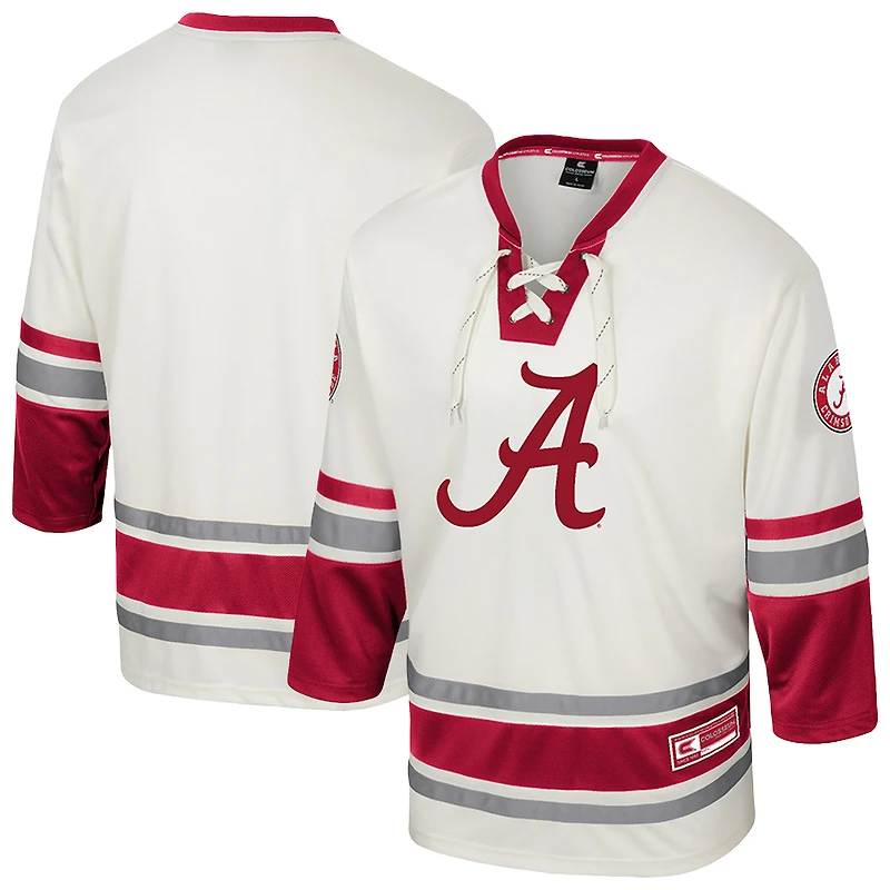 Men's Colosseum Cream Alabama Crimson Tide Puck Proud Fashion Hockey Jersey