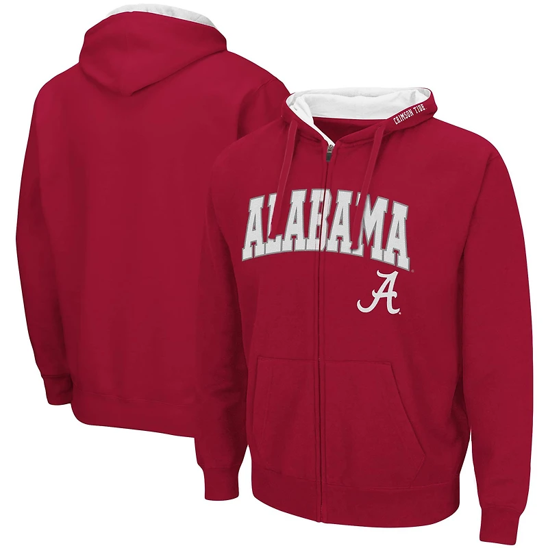 Colosseum Crimson Alabama Tide Arch & Logo 3.0 Sweat à capuche entièrement zippé pour homme