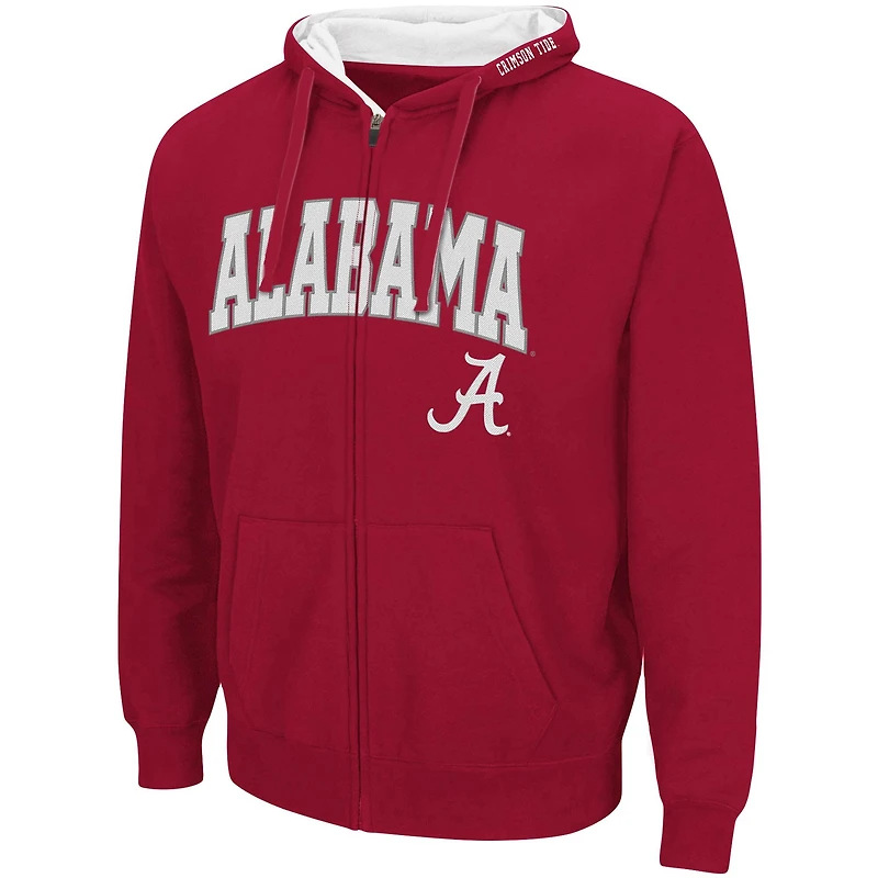 Colosseum Crimson Alabama Tide Arch & Logo 3.0 Sweat à capuche entièrement zippé pour homme