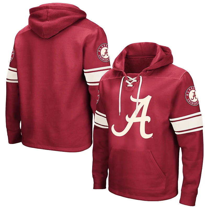 Men's Colosseum Crimson Alabama Tide Big & Tall Hockey Lace-Up Pullover Hoodie