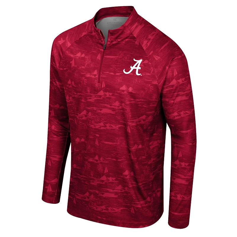 Veste à quart de zip Colosseum Crimson Alabama Tide Carson Raglan pour hommes
