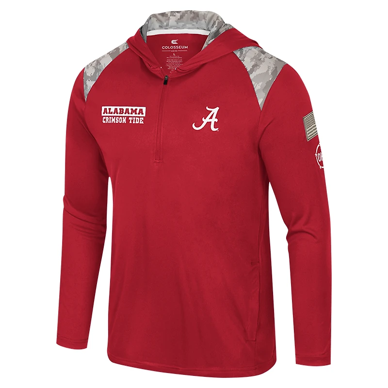 Men's Colosseum Crimson Alabama Tide OHT Military Appreciation Quarter-Zip Hoodie Jacket