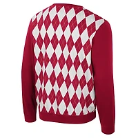 Men's Colosseum Crimson Alabama Tide The Dealio Argyle Pullover Sweatshirt