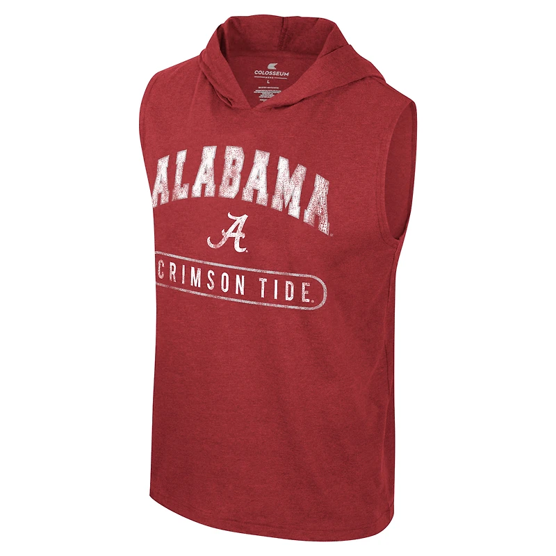 Débardeur à capuche sans manches Colosseum Crimson Alabama Tide Varsity pour hommes