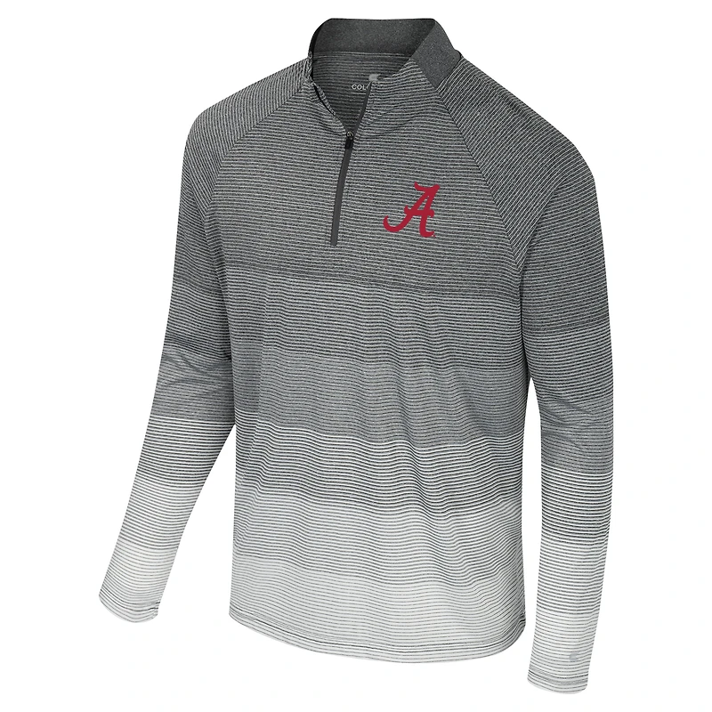 Men's Colosseum Gray Alabama Crimson Tide AI Striped Mesh Quarter-Zip Raglan Windshirt