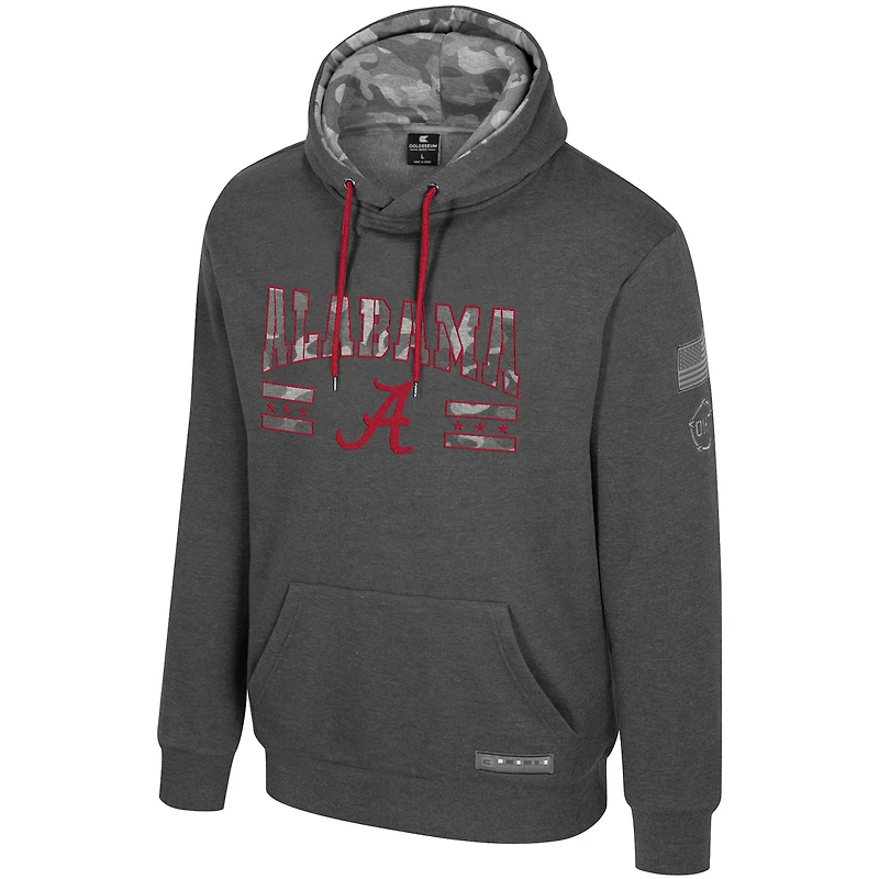 Men's Colosseum Heather Charcoal Alabama Crimson Tide Operation Hat Trick Squad Hoodie